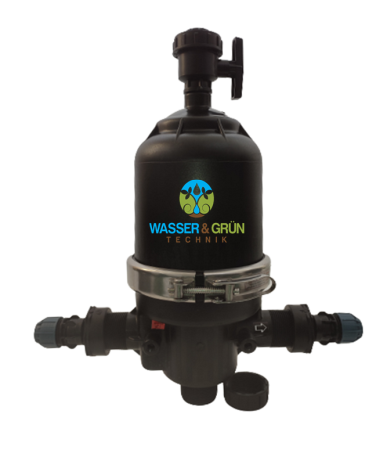 Filter 2" Scheibenfilter groß mit PE-Kupplung, Filter 2" mit Manometer und PE-Kupplung, 120 mesh bis 18-24 m²/h bis